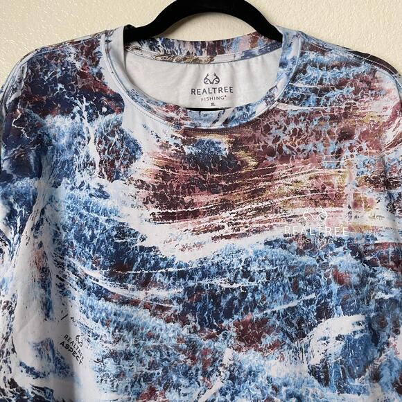 Realtree Shirt Men XL Blue Fishing Aspect Base Layer Camo Outdoor Gorpcore Y2K - Picture 4 of 11